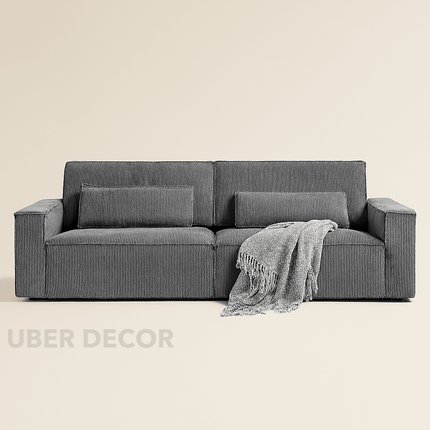 Lunesso Wabi‑Sabi Modern 2‑3 Seater Corduroy Sofa – Japandi-Inspired Compact Couch for Living Room & Studio