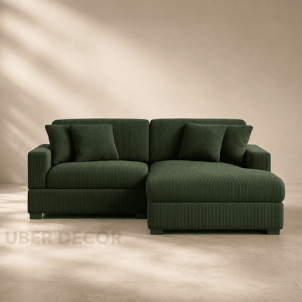 Silchar Sectional Sofa Couch with Lounger Scandinavian Modern Contemporary Luxury Furniture for Lounge, Studio, and Suite
