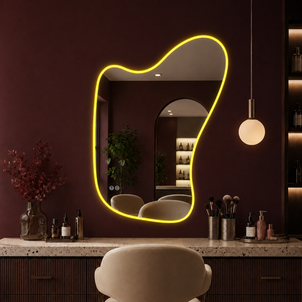 LumiEdge Frameless Asymmetrical Front or Back Lit LED Mirror Bathroom or Vanity Mirror with Touch Controls