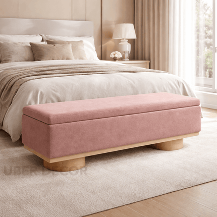 Madurai Charm Contemporary Solid Wood Storage Bench Modern Minimal Customisable Seating for Bedroom Living Entryway and Lounge