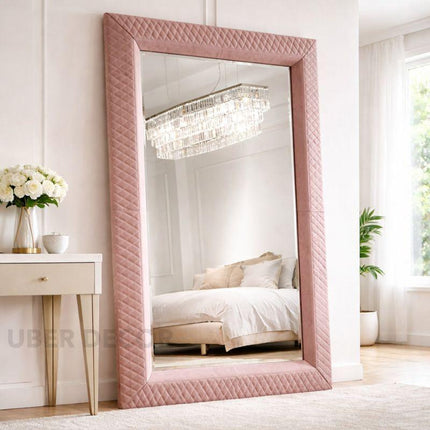 Cambridge Classic Tufted Full-Length Rectangular Upholstered Bedroom Mirror- Luxury Mirror