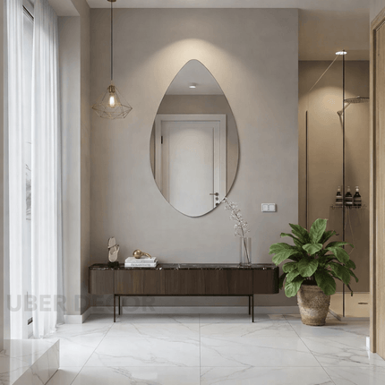 Olen Frameless HD Mirror - Elegant Ellipse Wall Mirror for Bathroom, Entryway & Japandi-Inspired Spaces