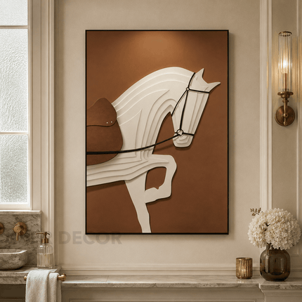 Equestrian Grace Luxury Horse Wall Art – Sculptural Panel for Living Room