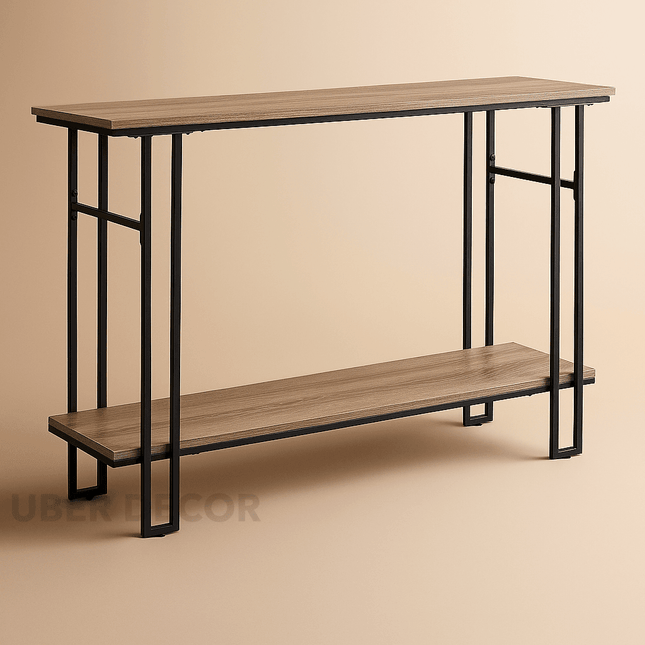 Weybridge Modern Industrial Console Table – Customizable Wood Shelving with Sleek Frame for Entryway or Living Room