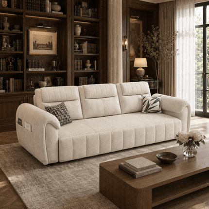 Dalian grand sofa cum bed – daybed lounging configuration with adjustable headrests