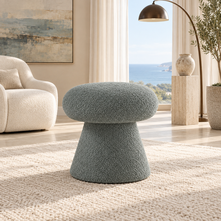 Button Mush Mushroom Ottoman Stool – Ready to Dispatch Modern Boucle Pouffe for Living Room