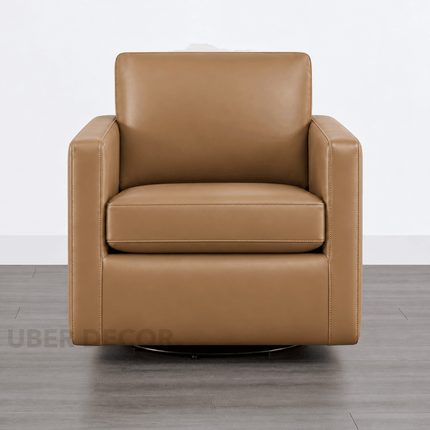 Lirene Accent Chair Tan Brown Leatherette 360 Degree Swivel Chair Modern Living Room - product image 2