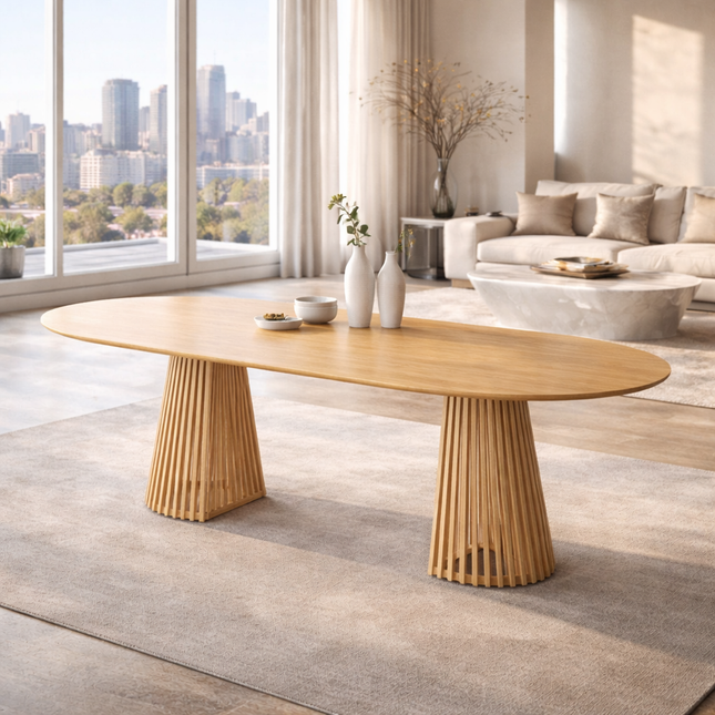 Oaknest Oval Dining Table Modern Solid Wood Dining Table Mid Century Modern Scandinavian Design for Dining Room Kitchen Dining Area