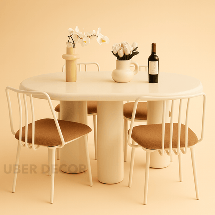 Homora Japandi Oval Pedestal Dining Set – Modern Minimalist Dining Room Furniture
