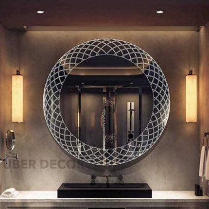 Lunara round led designer mirror- 3-colour touch button led frameless bathroom vanity mirror