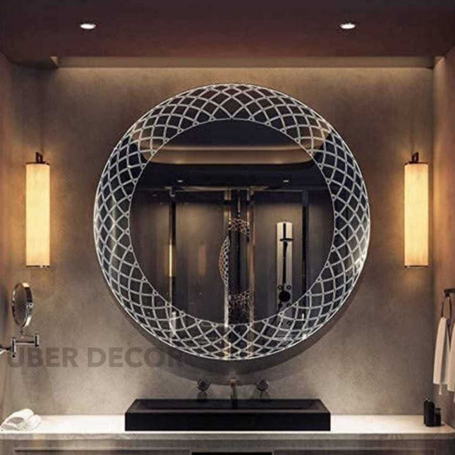 Lunara round led designer mirror- 3-colour touch button led frameless bathroom vanity mirror