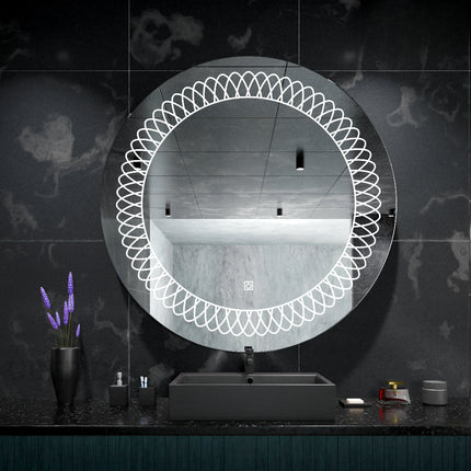 Luminatex round design front-lit or backlit led mirror- 3-colour touch button frameless bathroom vanity mirror