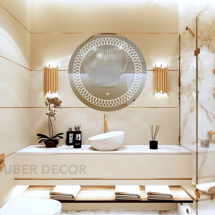 Luminatex round design front-lit or backlit led mirror- 3-colour touch button frameless bathroom vanity mirror