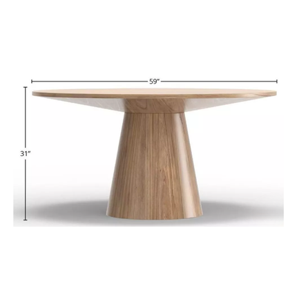Crestara Round Solid Wood Dining Table Scandinavian Japandi Pedestal Base Minimalist Dining Table for Dining Room