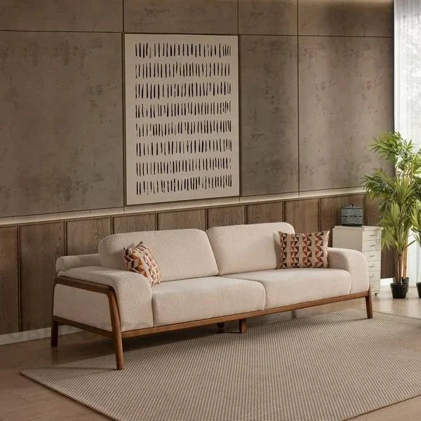 Andria Mid-Century Modern Sofa Wooden Frame Minimalist Couch for Living Room