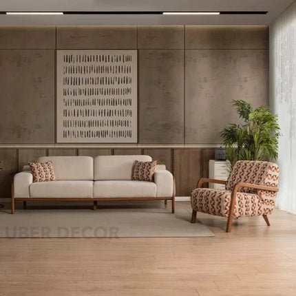 Andria Mid-Century Modern Sofa Wooden Frame Minimalist Couch for Living Room