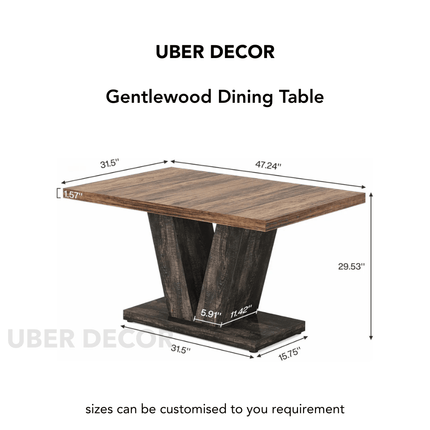 Gentlewood Dining Table Modern Mid Century Scandinavian Style With Solid Wood Legs for Dining Room Kitchen Dining Area