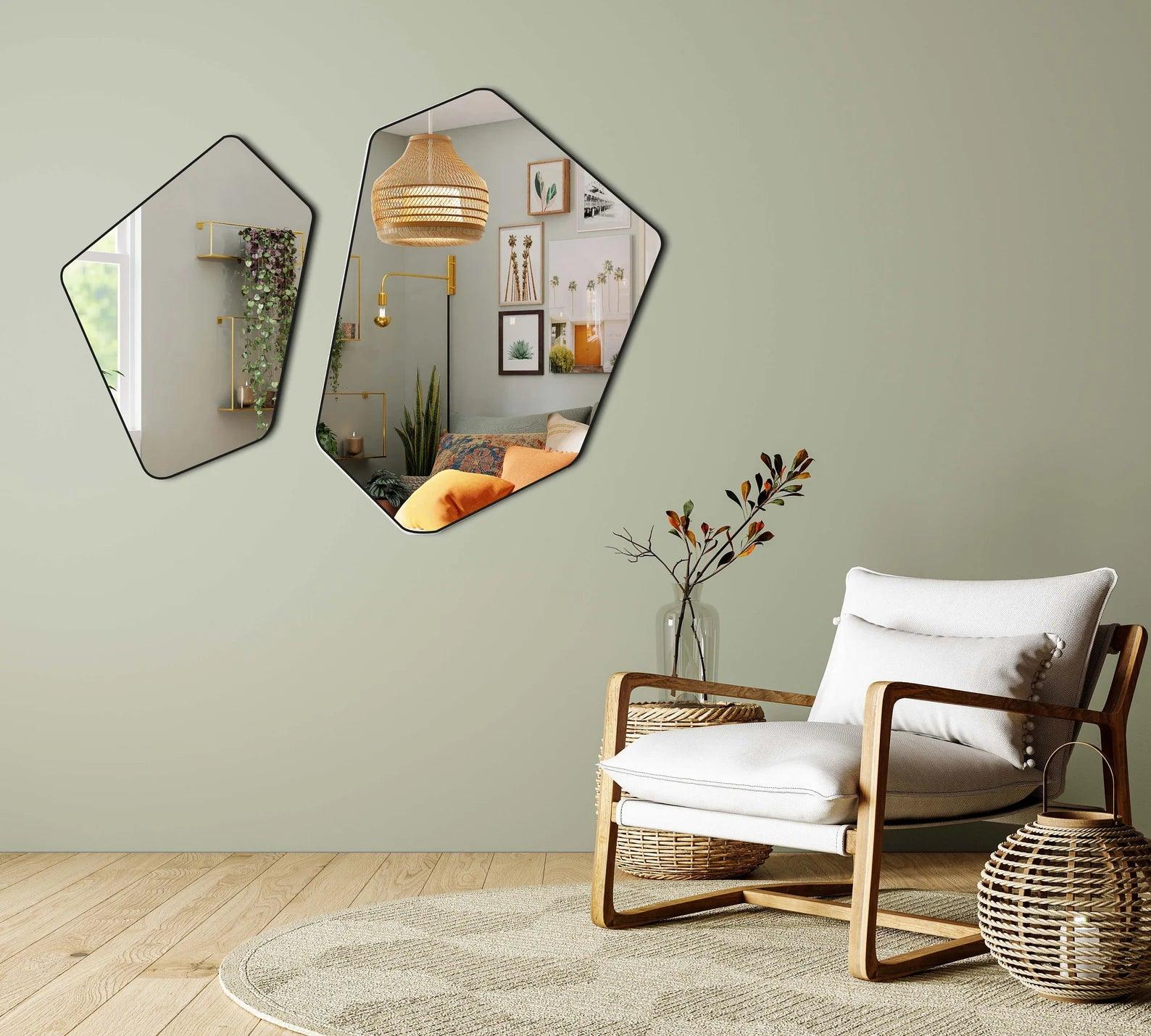 Geometric Wall Mirror Set – Modern and Stylish Home Decor - Uber Decor