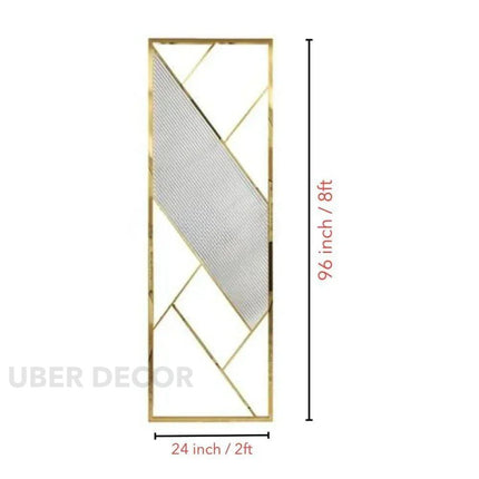 ELORE Glass And Stainless Steel Geometric Room Divider Floor To Ceiling Partition For Dining Area Living Room And Passage