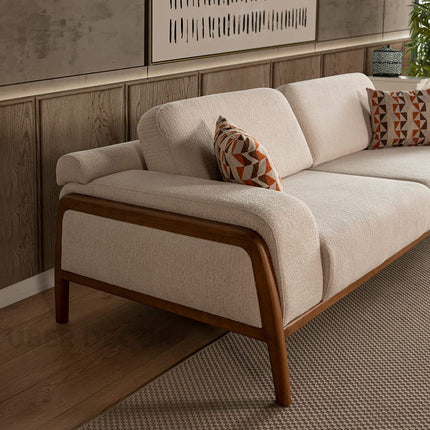 Andria Mid-Century Modern Sofa Wooden Frame Minimalist Couch for Living Room