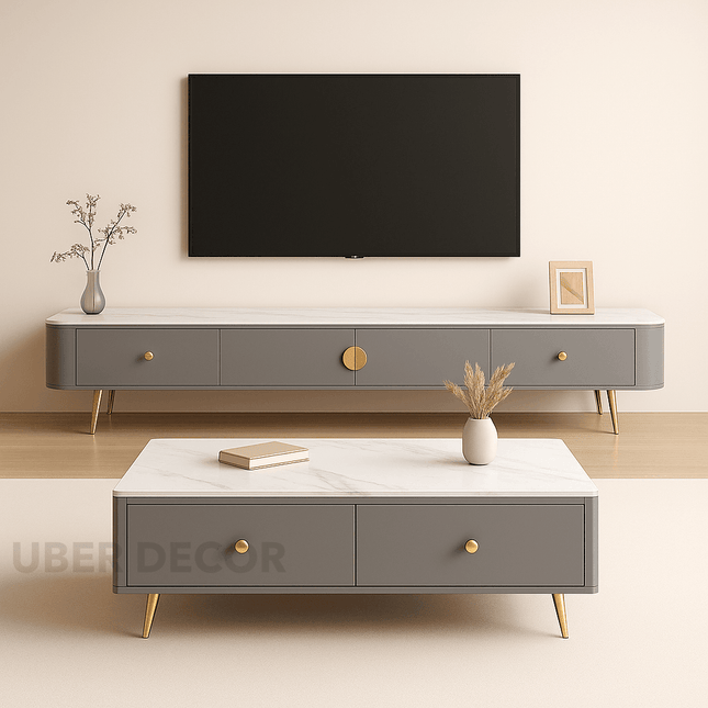Velmo Luxe – Modern Coffee Table, Retro Glam TV Unit with Minimalist Design and Elegant Accents