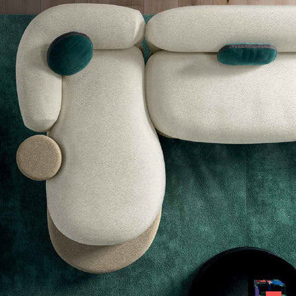 Bordeaux Designer Sofa Modern Japandi Luxury Couch with Sculptural Chaise Form  Customizable Made-to-Order Living Room Sofa