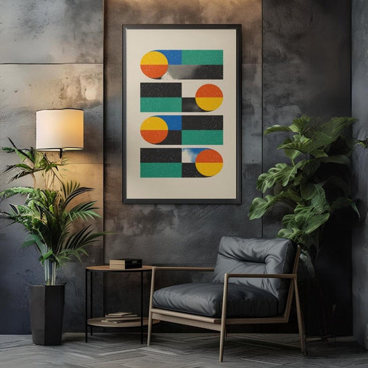 Grundform - Minimal Retro Geometric Contemporary Art Abstract Wall Art - Uber Decor