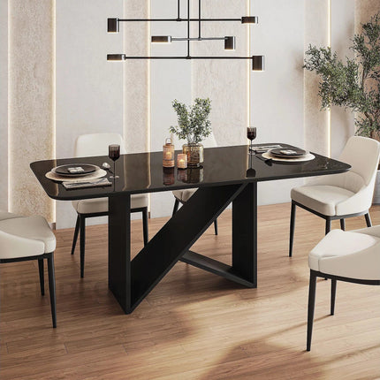 Midnight Gather Modern Dining Table with Sculptural Base Contemporary Design for Dining Room and Modern Home Interiors