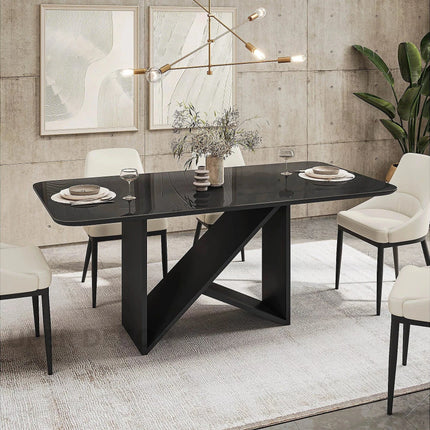 Midnight Gather Modern Dining Table with Sculptural Base Contemporary Design for Dining Room and Modern Home Interiors