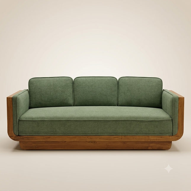 Hanoi Modern Wooden Sofa – Ready to Dispatch Luxury Couch with Woven Side Panels for Living Room