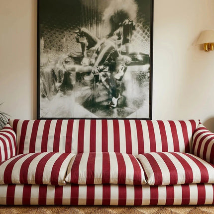Helsinki Vintage Striped Sofa Modern Retro Accent Couch for Living Room or Lounge