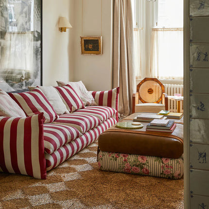 Helsinki Vintage Striped Sofa Modern Retro Accent Couch for Living Room or Lounge