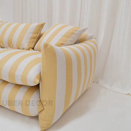 Helsinki Vintage Striped Sofa Modern Retro Accent Couch for Living Room or Lounge