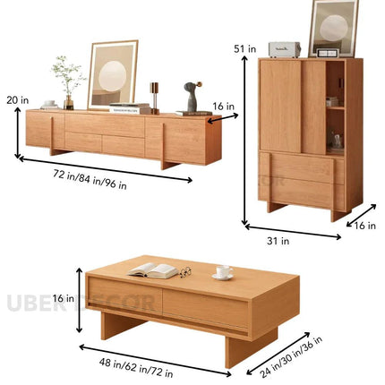 Tovoa Wood – Modern TV Cabinet, Scandinavian Inspired Console, Living Room Entertainment Unit