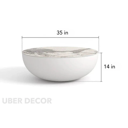 Hooghly Minimalist Modern Japandi Round Low Profile Coffee Table for Living Room