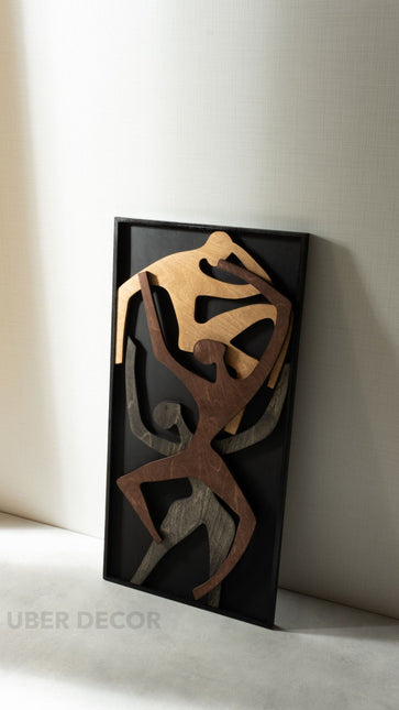 Homo Sepia Wooden Wall Art - Contemporary Abstract Texture 3D Wall Art - Wood Wall Sculpture Minimal Wall Decor - Uber Decor