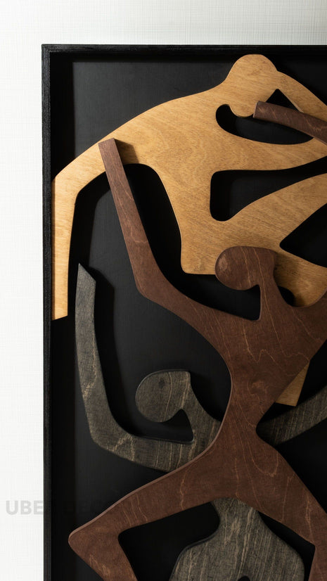 Homo Sepia Wooden Wall Art - Contemporary Abstract Texture 3D Wall Art - Wood Wall Sculpture Minimal Wall Decor - Uber Decor