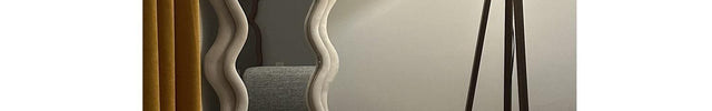 DualWave Upholstered Mirror - Double-Framed Irregular Wavy Bedroom Mirror for Modern Home Decor - Uber Decor