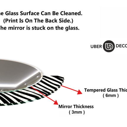 Yasmine Black Marble Half Circle Printed Wall Mirror - Tempered Glass Printed Wall Mirror