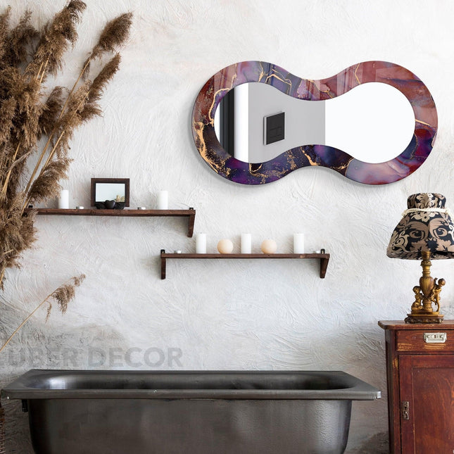 Amira Printed Infinity Wall Mirror - Tempered Glass Printed Wall Mirror- Custom Size & Print- LED Optional - Uber Decor