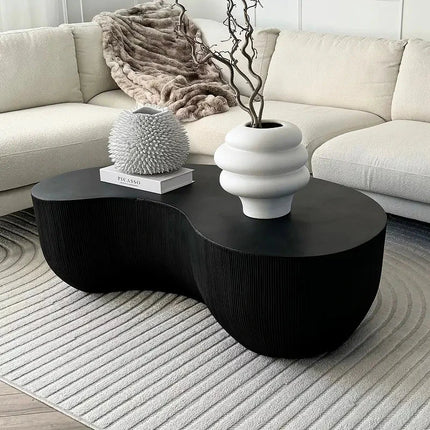 Rokel Organic Sculpt Coffee Table Contemporary Minimalist Wabi Sabi European Designer Ribbed Center Table Custom Finish for Luxury Seating Area