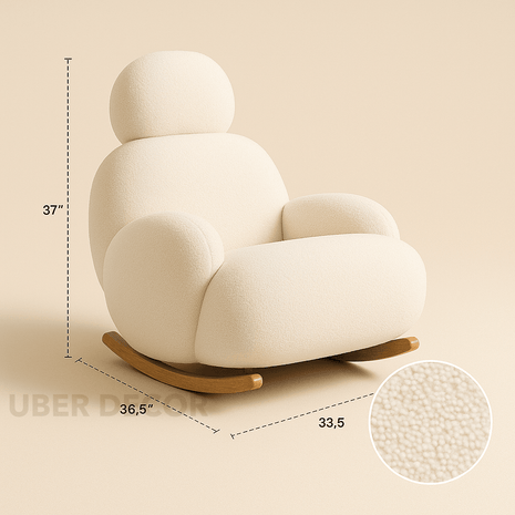 Iraaya Minimalist Plushy Velvet Rocking Cloud Chair with Ottoman for Living Room or Bedroom - Uber Decor