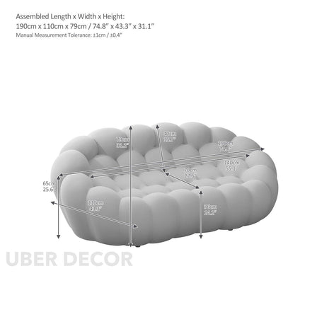 Bubble Velvet Living Room Sofa – Luxury Modern Curved Lounge for Minimalist Interiors - Uber Decor