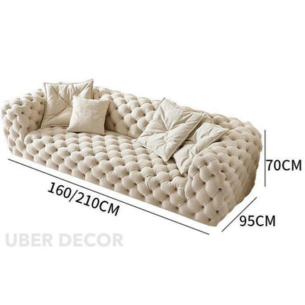 Turku Cream Wind Cloth Luxury Sofa – Modern King-Size Minimalist Lounge Couch for Living Room & Bedroom