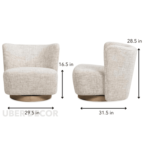 LARA – Modern Lounge Chair with Oak Base for Living Room, Hotel, Bedroom & Vanity Spaces - Uber Decor