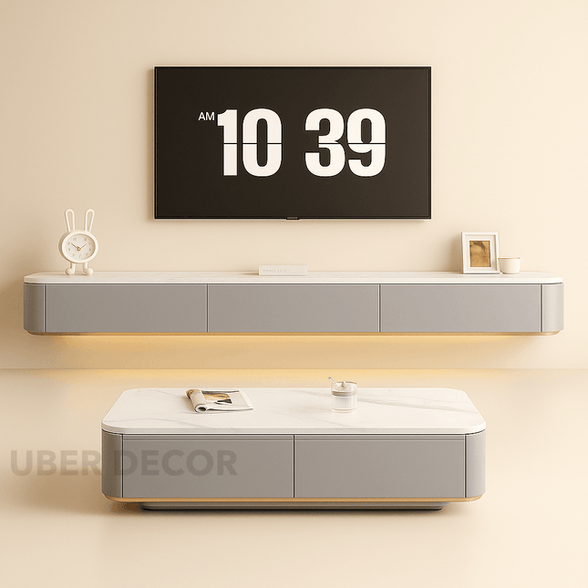 Zuno Float – Modern Coffee Table, Mid Century Modern Rounded Edge Design TV Unit