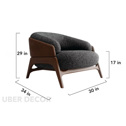 Lotus Nest Accent Chair Japandi Minimalist Scandinavian Solid Wood Legs Fixed Base Living Room Chair and Bedroom Chair