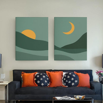 Luna et Soleil - Moon and Sun Minimalist Abstract Wall Art - Uber Decor