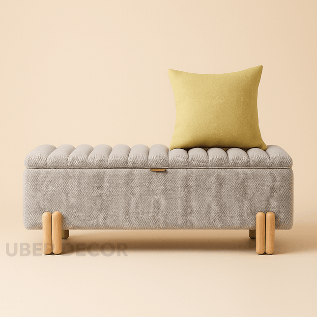 Lunari Wavy Minimalist Flip Top Storage Bench – Scandinavian-Inspired Organizer for Entryways, Bedrooms & Compact Living Spaces