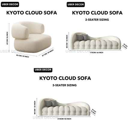 Kyoto Cloud Sofa- Mid Century Nordic Style Curved Cloud Couch Sofa for Living Room